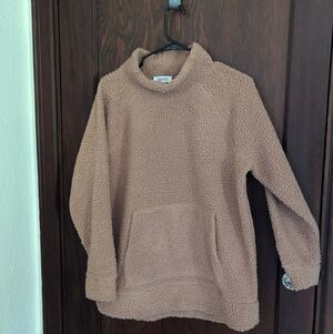 Haven Well Within Brown Sherpa Funnel Neck Pullover Cozy Lounge Wear Size Small